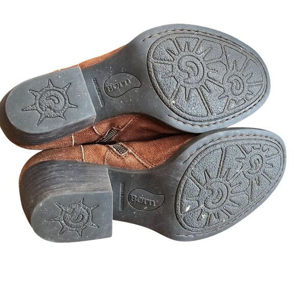 Born Vilma Womens Brown Suede Lace-Up Ankle Boots Side Zip Stacked Heel Size 9.5 - Picture 9 of 10